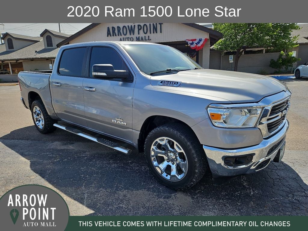 2020 RAM 1500 Big Horn/Lone Star in Billet Silver Metallic Clearcoat — front three-quarter view