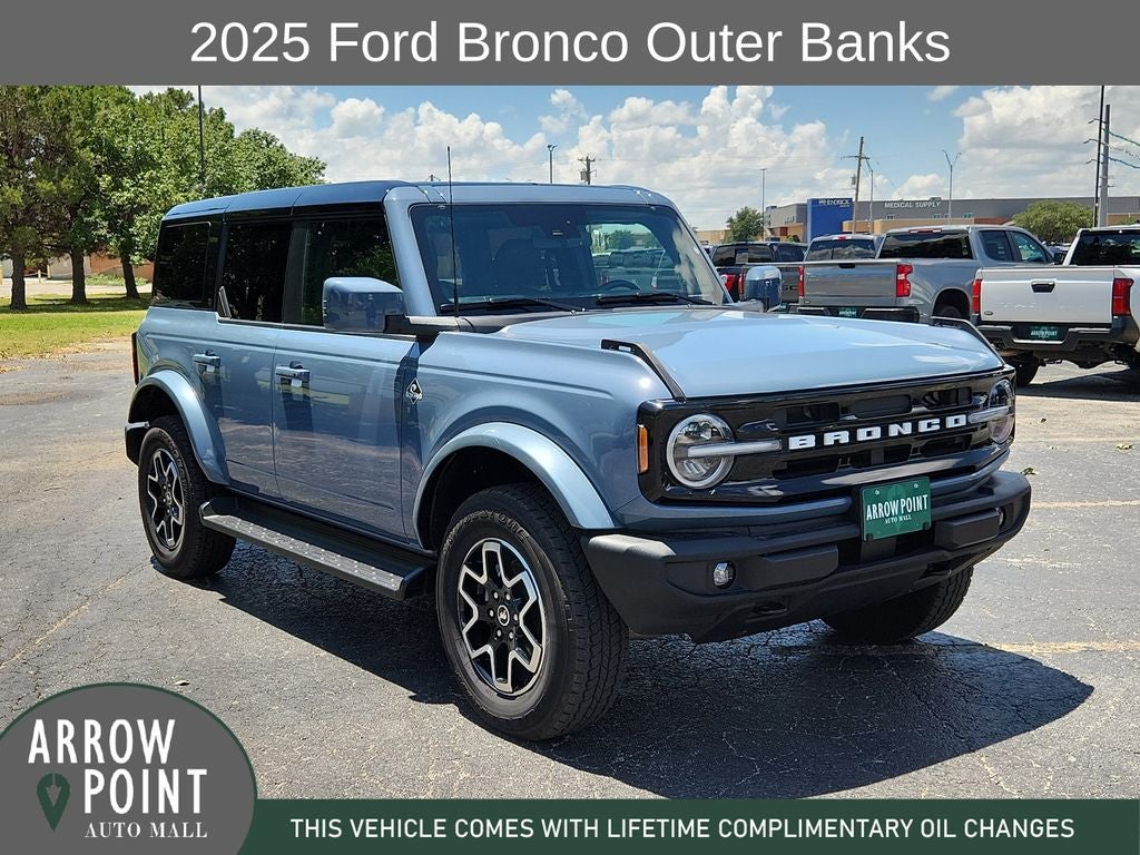 2025 Ford Bronco Outer Banks in Azure Gray Metallic — front three-quarter view