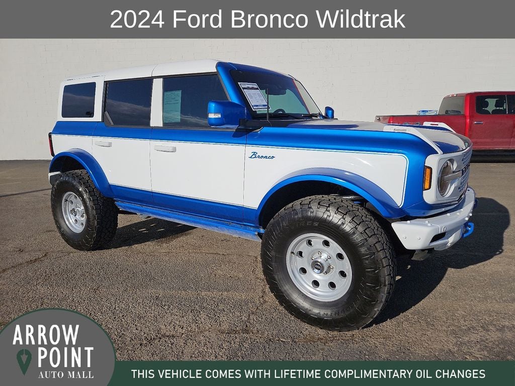2024 Ford Bronco Wildtrak in Blue Metallic — front three-quarter view