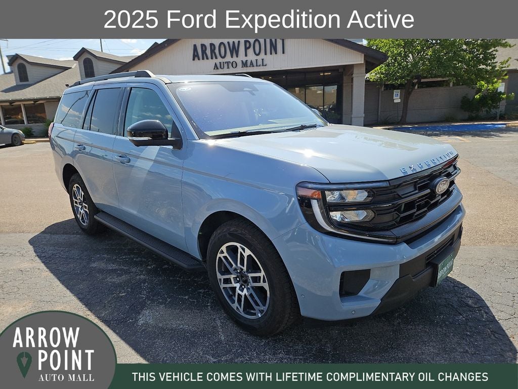 2025 Ford Expedition Active in Glacier Gray Metallic Tricoat — front three-quarter view