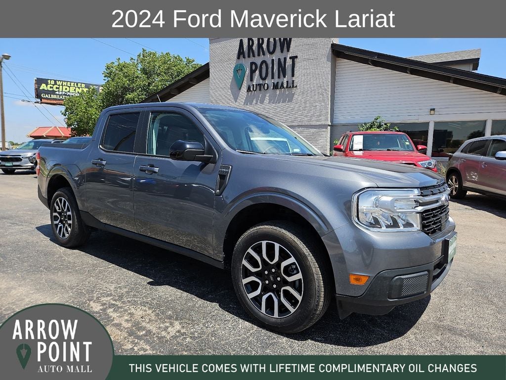 2024 Ford Maverick Lariat in Gray Metallic — front three-quarter view