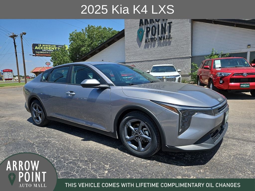 2025 Kia K4 LXS in Steel Gray — front three-quarter view